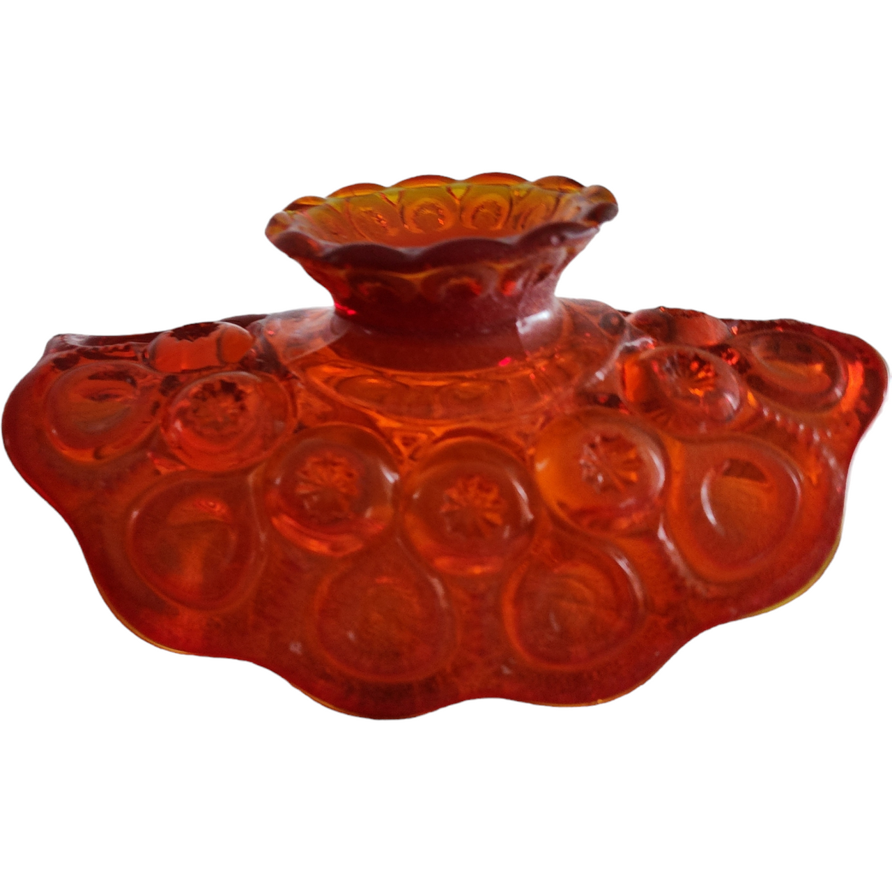 Smith Glass Moon and Star Amberina Orange Banana Boat Stand