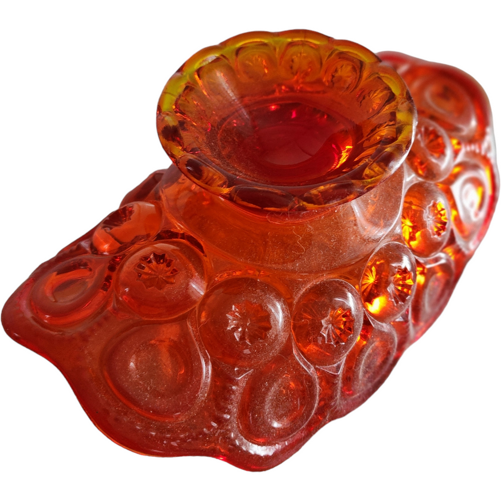 Smith Glass Moon and Star Amberina Orange Banana Boat Stand