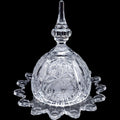 Covered Cut Crystal Round Butter Dish Dome with Finial Lid