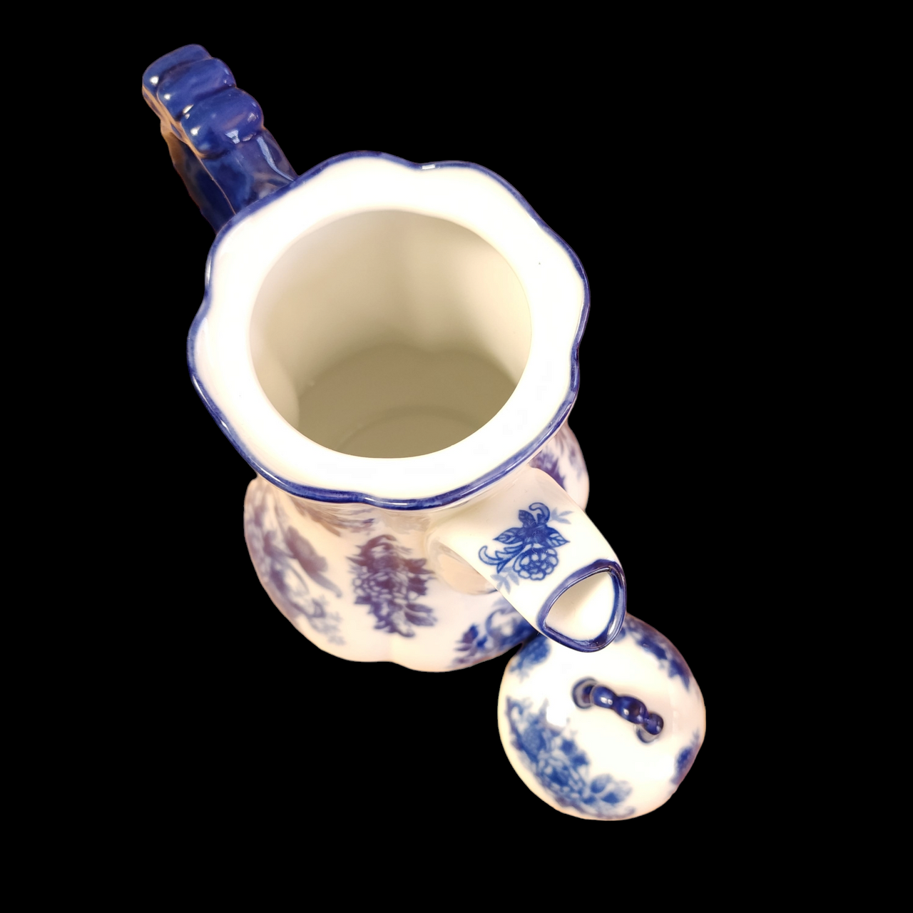 Cracker Barrel Blue And White Coffee Pot & Lid 5 Cups