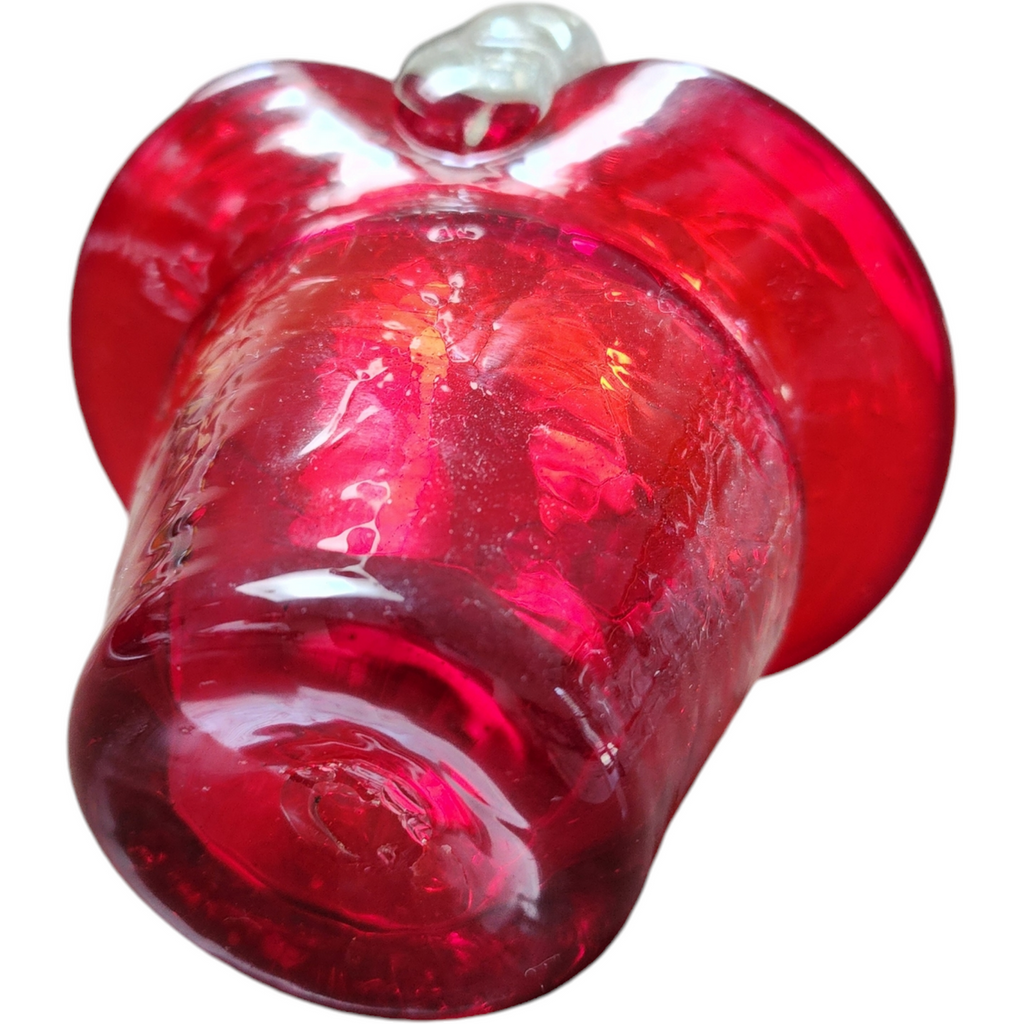5" Ruby Red Art Crackled Glass Handbag Basket Vase