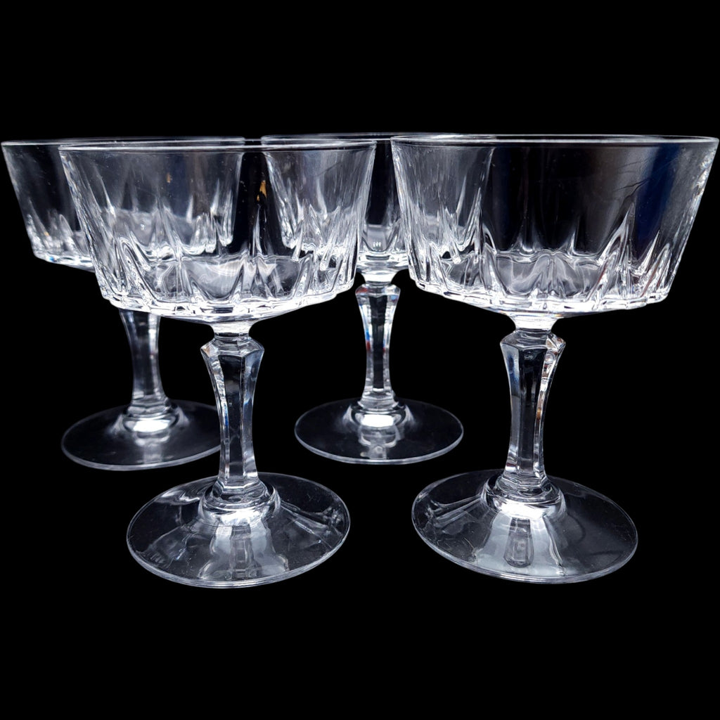 Cristal D'Arques Durand Versailles Glass Champagne Coupes Sherbet Glasses Set of 4