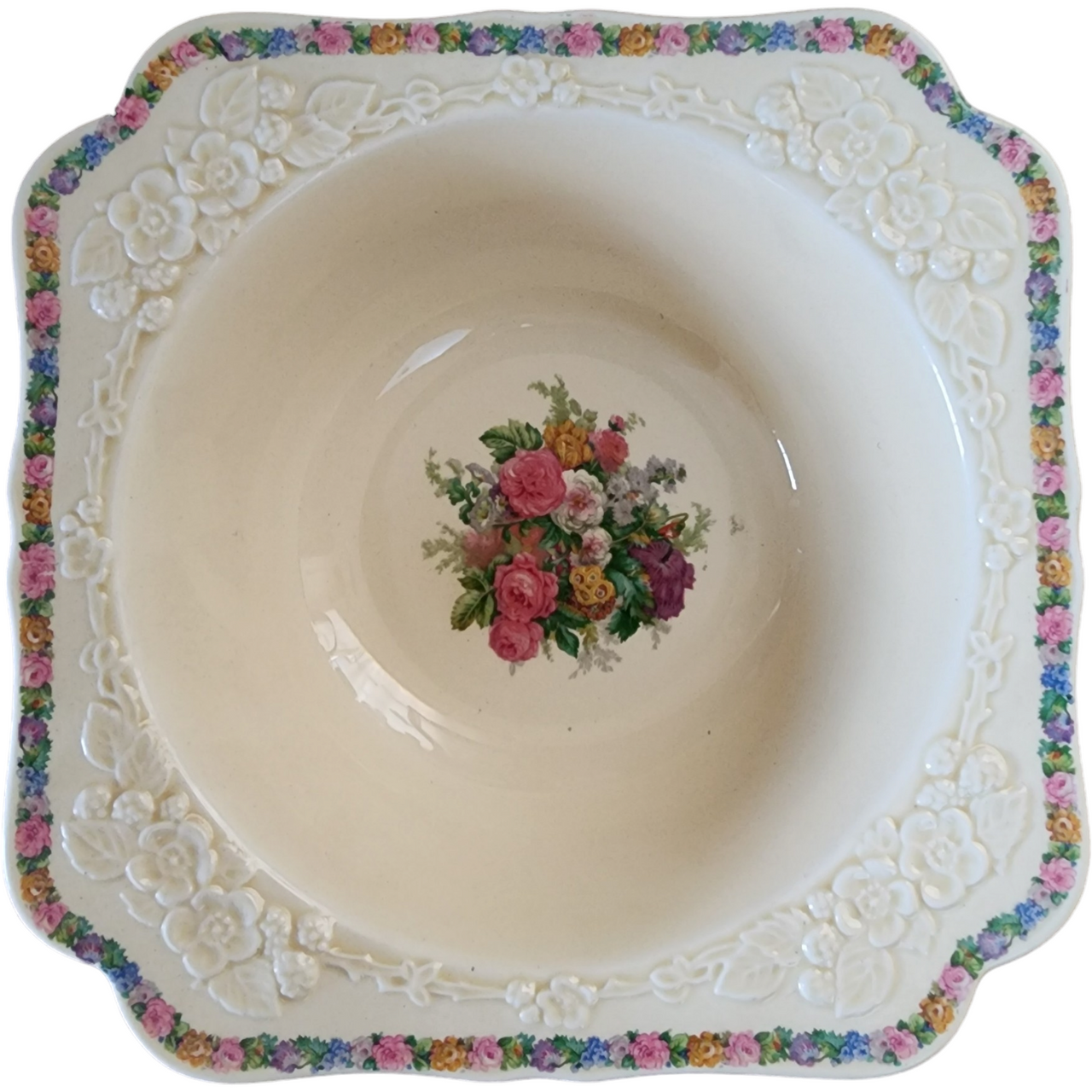 Crown Ducal Gainsborough Floral Ctr & Band Square Vegetable Bowl