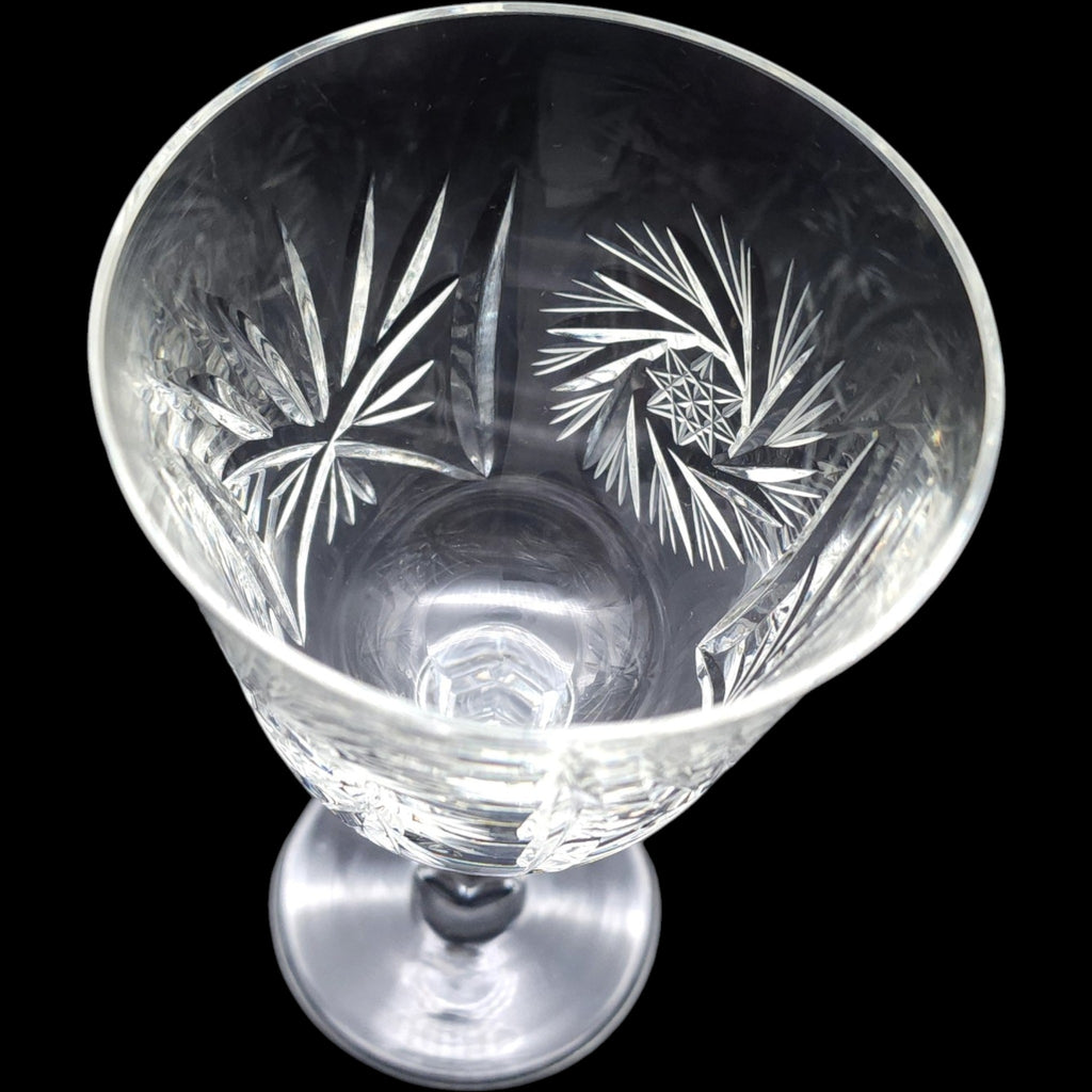 Crystal Clear Industries Cut Crystal Water Goblet Star Pinwheel Stemware