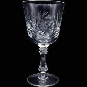 Crystal Clear Industries Cut Crystal Water Goblet Star Pinwheel Stemware