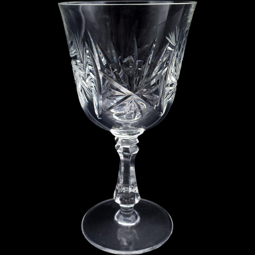 Crystal Clear Industries Cut Crystal Water Goblet Star Pinwheel Stemware