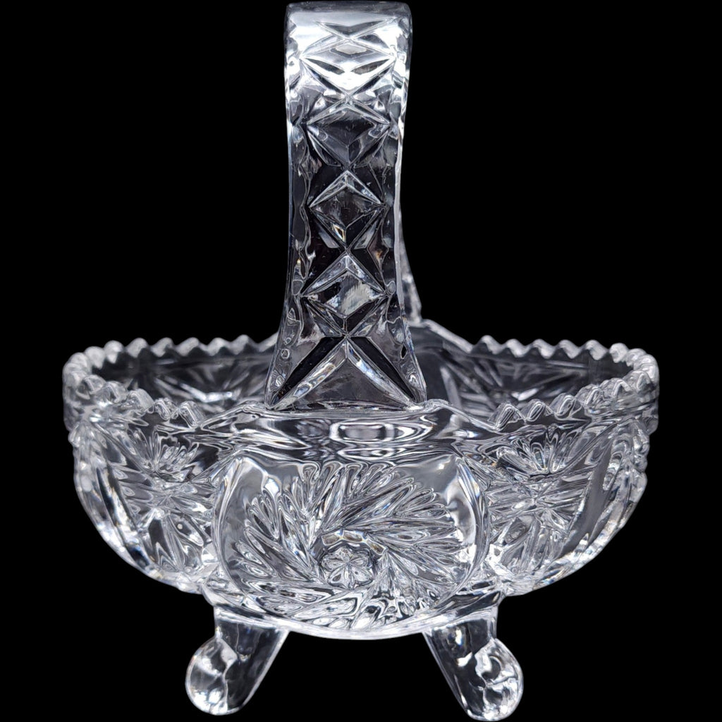 Crystal Clear Industries Monica Pinwheel Footed Cut Crystal Basket