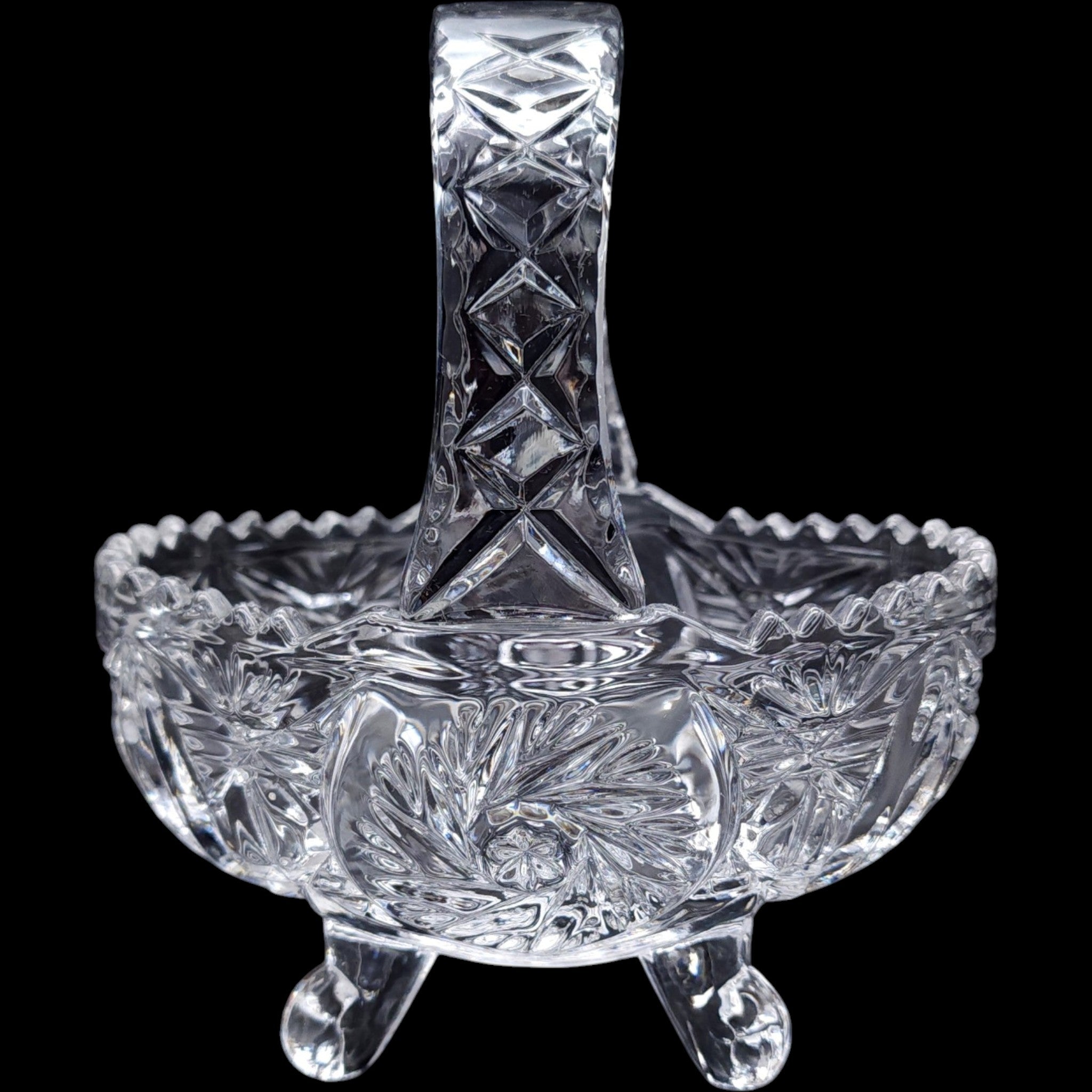 Crystal Clear Industries Monica Pinwheel Footed Cut Crystal Basket