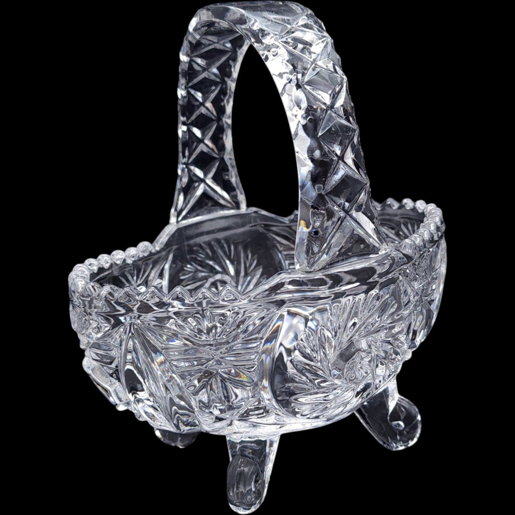 Crystal Clear Industries Monica Pinwheel Footed Cut Crystal Basket