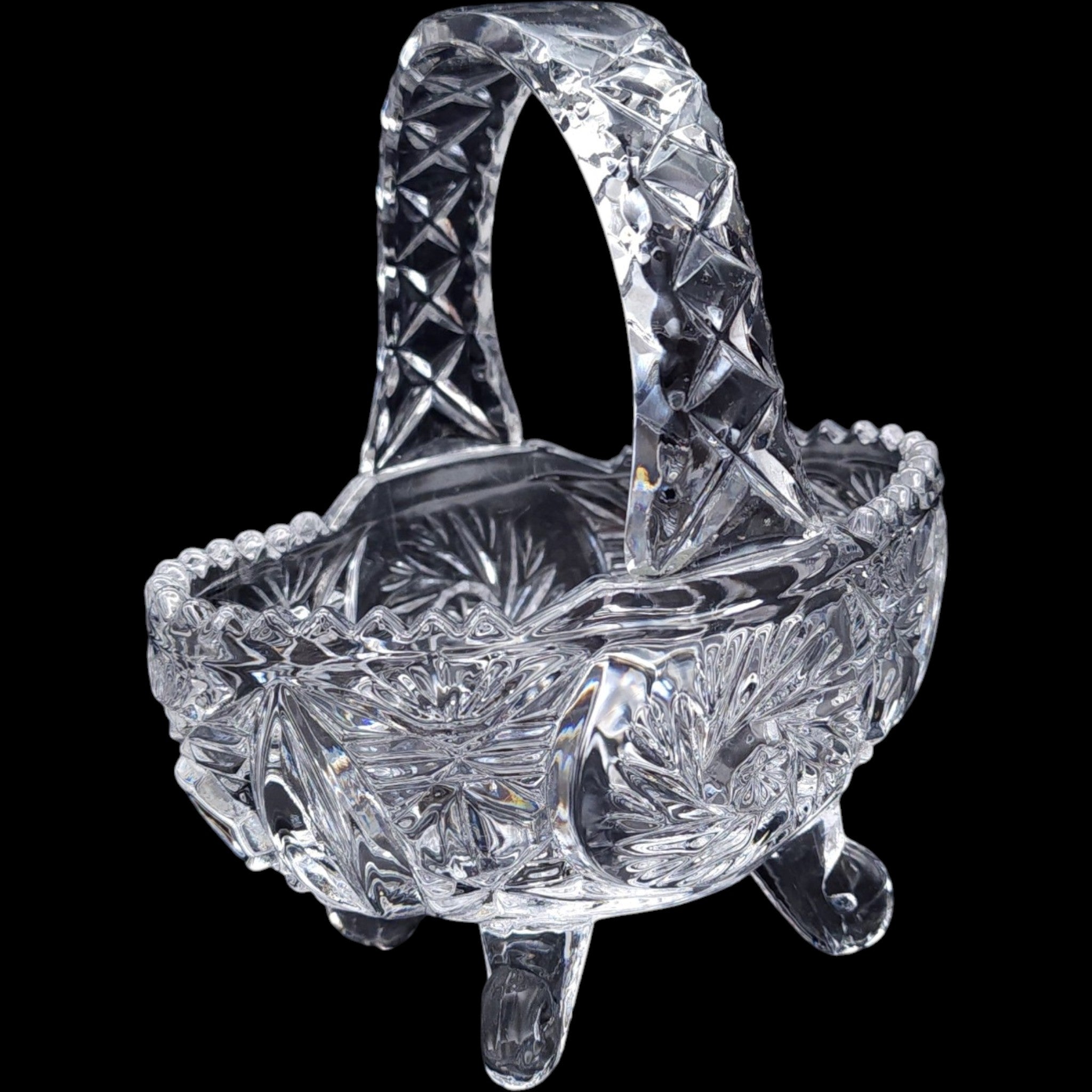 Crystal Clear Industries Monica Pinwheel Footed Cut Crystal Basket