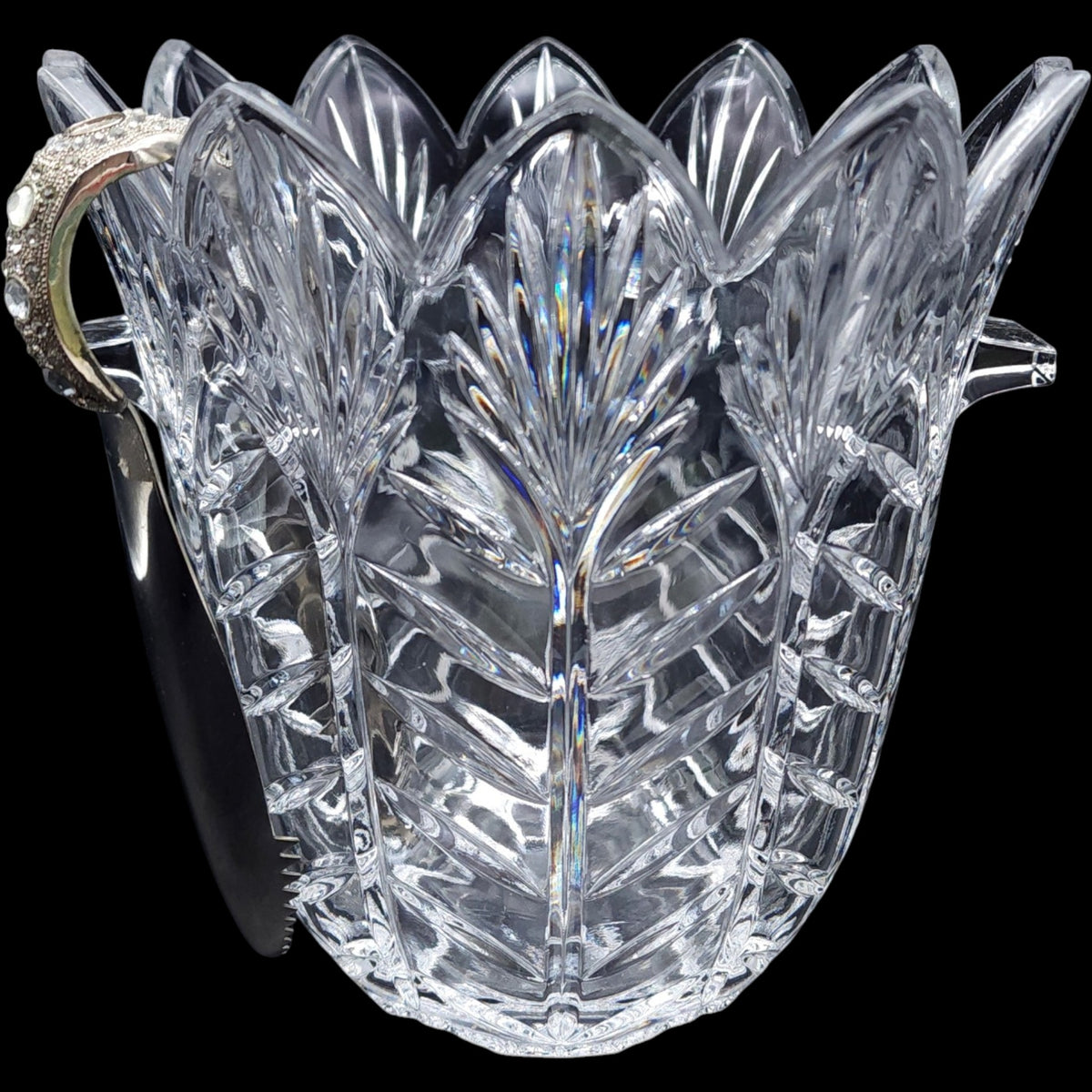 Crystal Clear Industries Portico Crystal Ice Bucket with Tongs