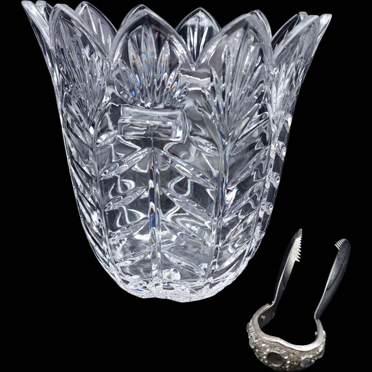 Crystal Clear Industries Portico Crystal Ice Bucket with Tongs