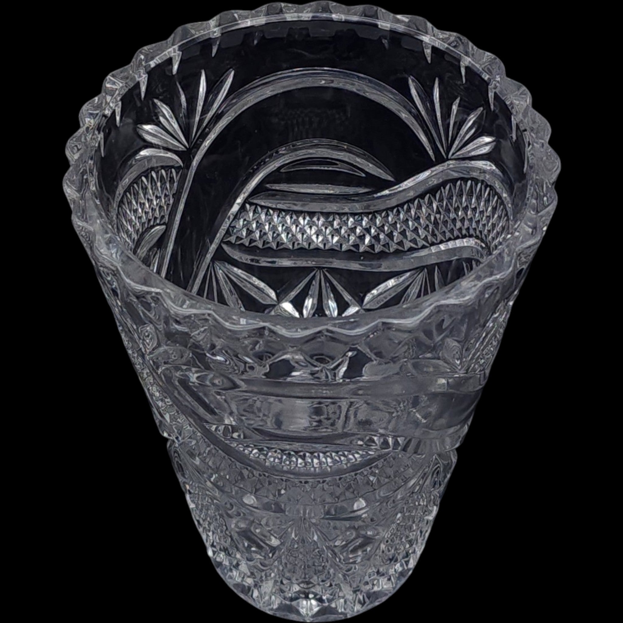 Crystal Clear Industries Vintage Cut Crystal Glass Flower Vase
