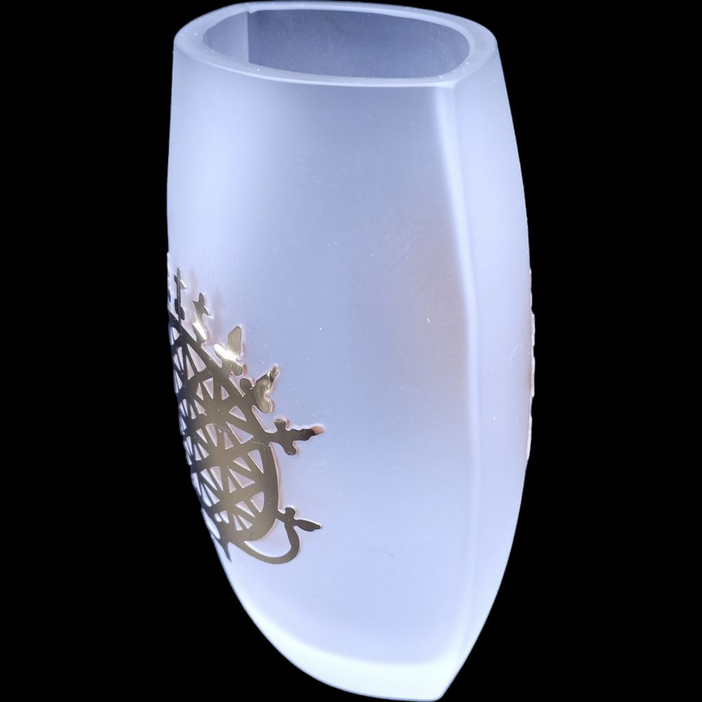 Pasabahce Crystal Gold Leaf  Sun Course Vase
