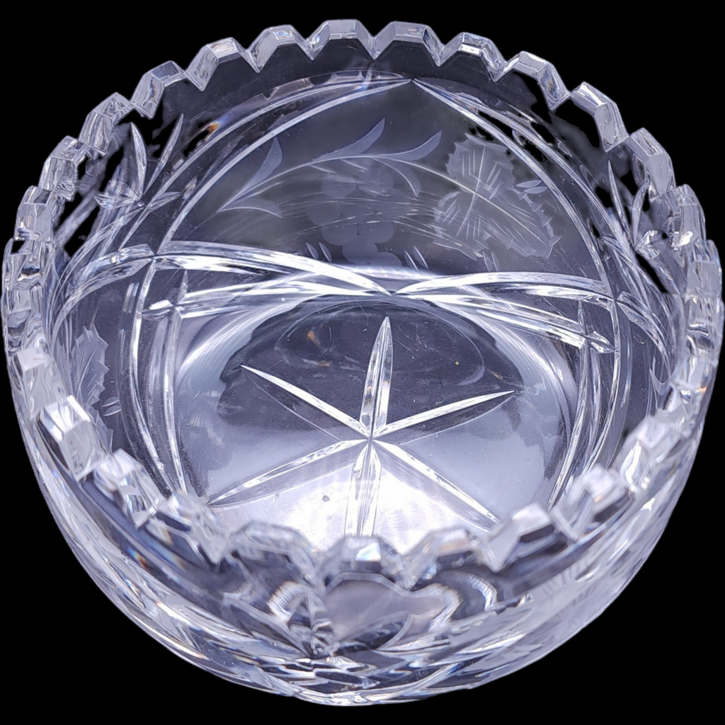 Crystal Clear Industries Cross Hatch And Grape Cut Round Bowl