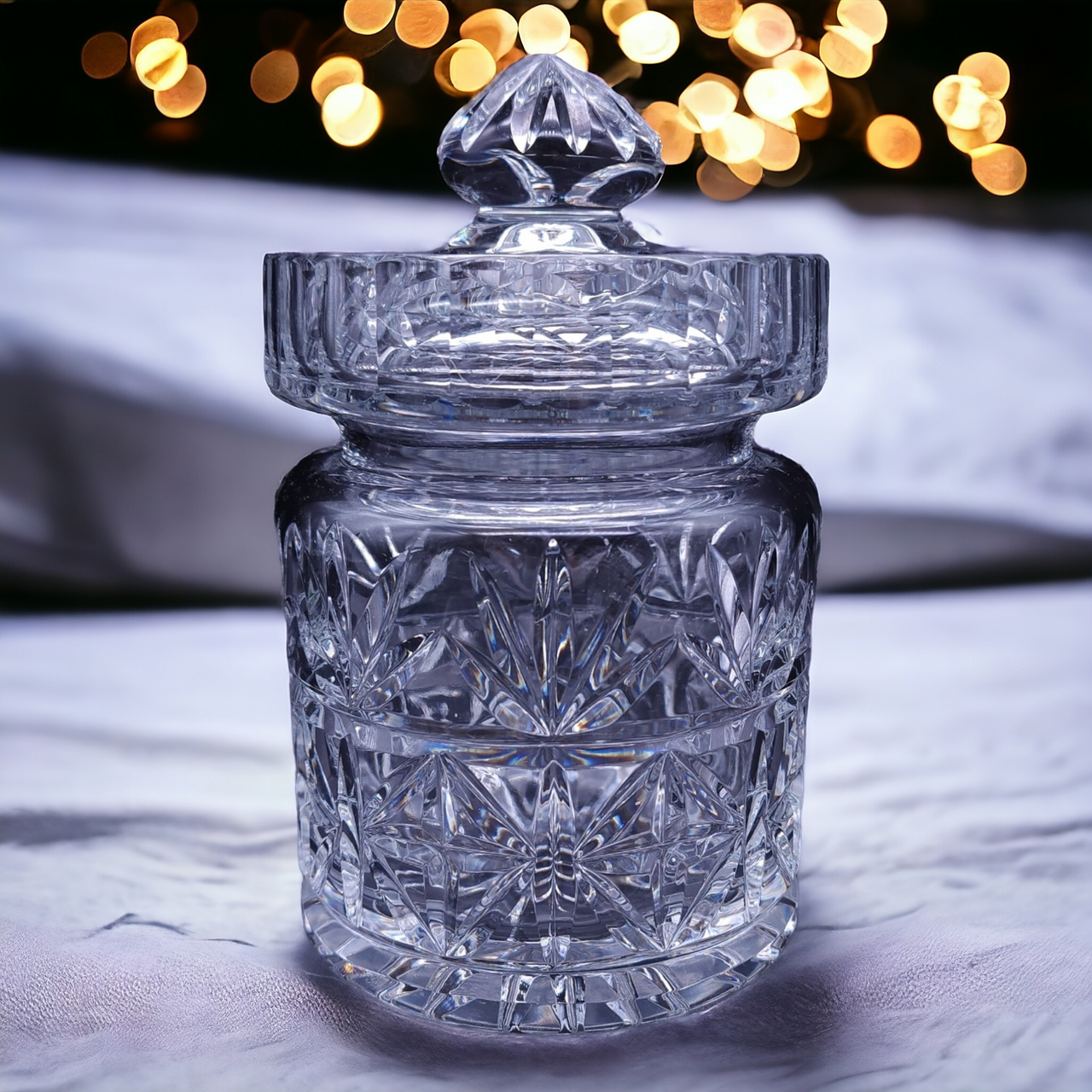 Crystal Clear Industries Crystal Canister with Lid Cookie  Biscuit Candy Jar Hand cut  Poland