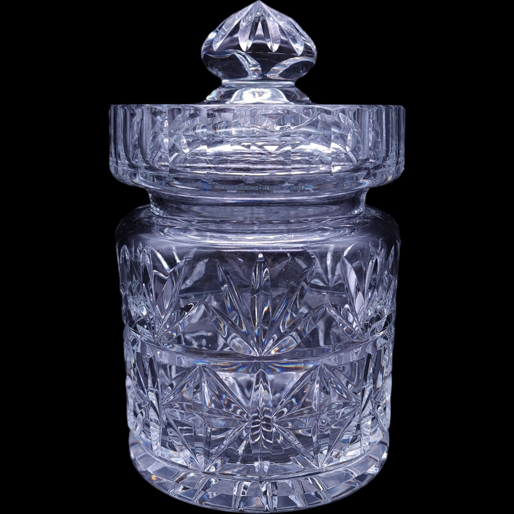 Crystal Clear Industries Crystal Canister with Lid Cookie  Biscuit Candy Jar Hand cut  Poland