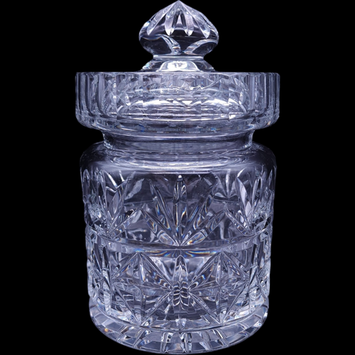 Crystal Clear Industries Crystal Canister with Lid Cookie  Biscuit Candy Jar Hand cut  Poland