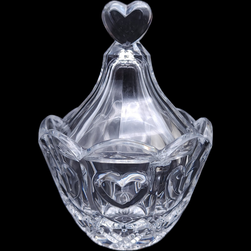Crystal Clear Industries Sweetheart Hearts & Vertical Cut Candy Dish & Lid