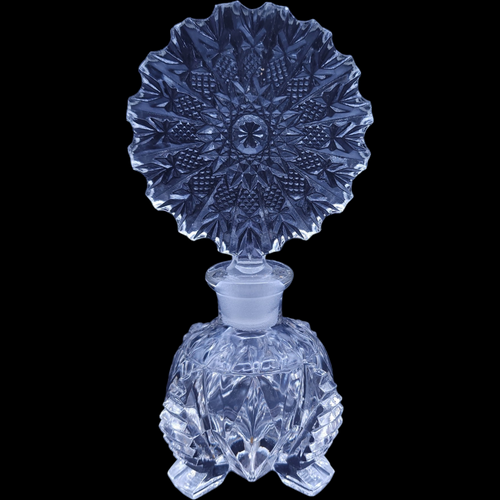 Czechoslovakia Art Deco Cut Crystal Perfume Bottle