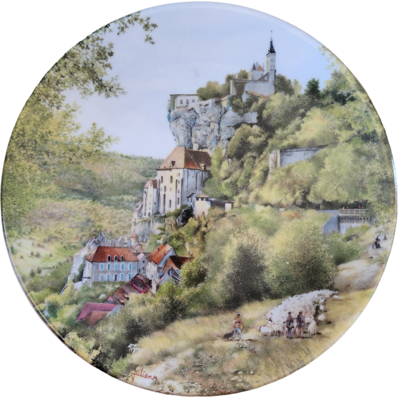 D'Arceau Limoges French Country Landscapes Flock Of Sheep In Auvergne Plate