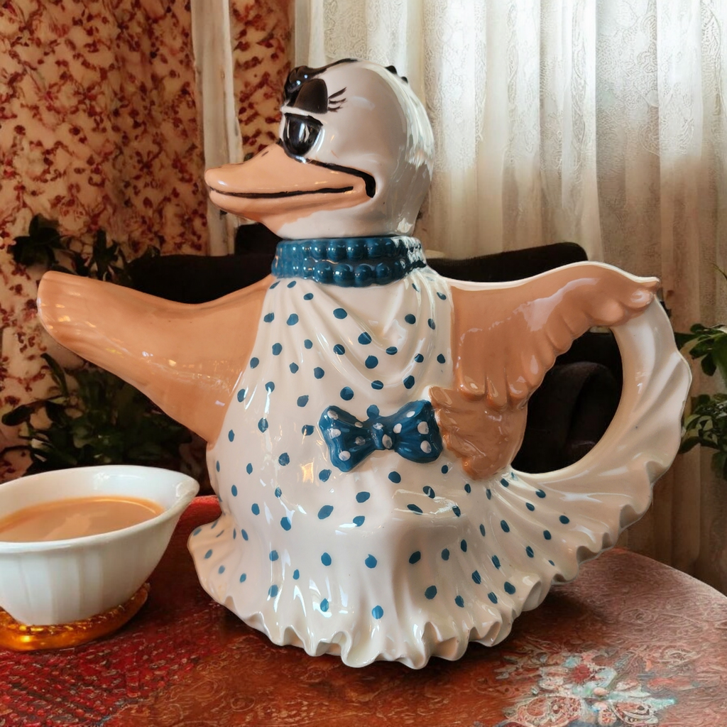 Dancing Ducks Large Ceramic Figural Teapot