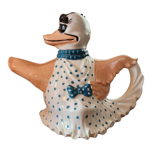 Dancing Ducks Large Ceramic Figural Teapot