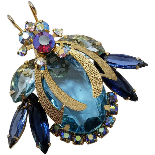 DeLizza & Elster Juliana Vintage AB Glass Bug Insect Beetle Collector Brooch Pin