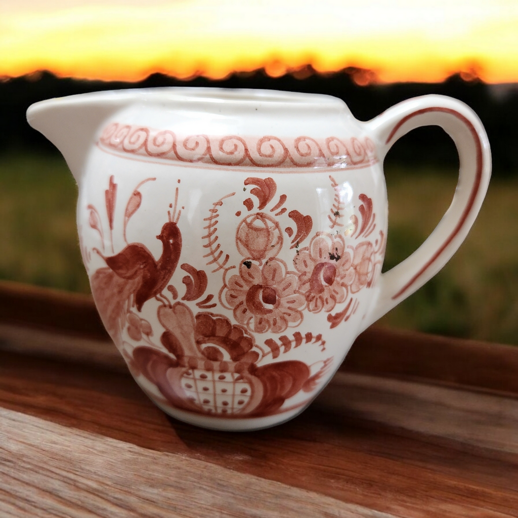 Delft Pottery Hand-Painted Ceramic Creamer with a Handle and Spout