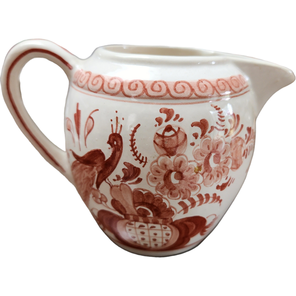 Delft Pottery Hand-Painted Ceramic Creamer with a Handle and Spout