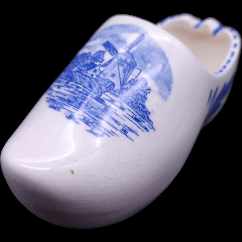 Delfts Holland Hand Painted Windmill Ceramic Clog Ashtray