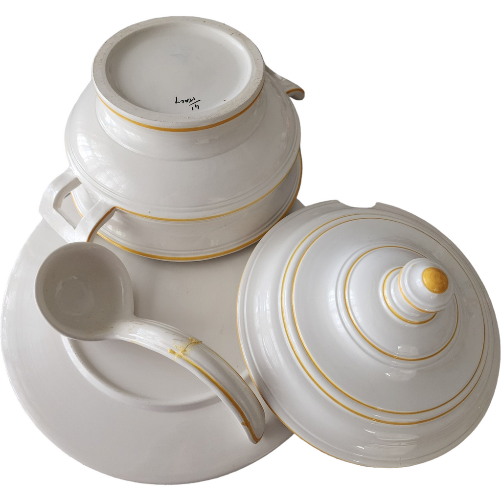 Bitossi Italian Majolica Soup Tureen with Ladle and Plate
