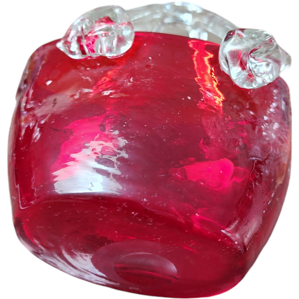 Captivating Ruby Red Art Glass Handbag Basket Vase