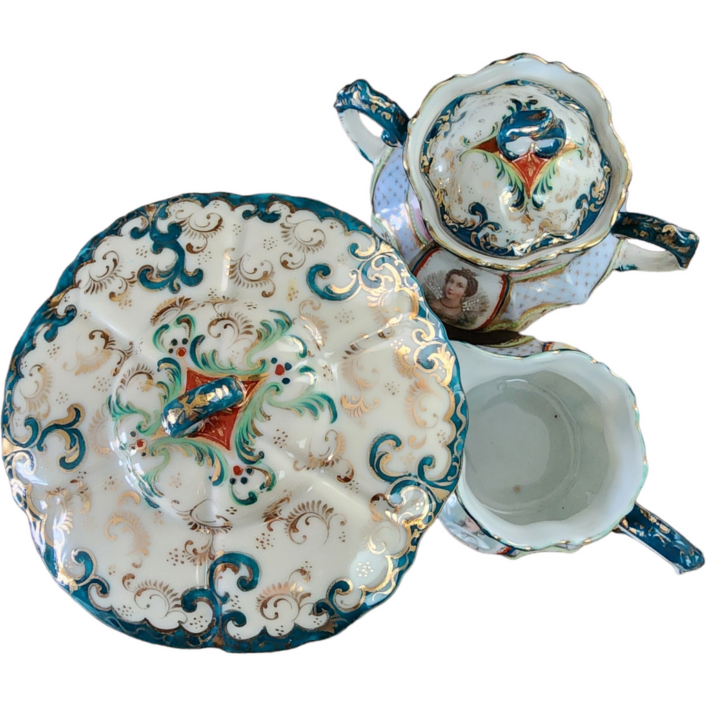 Dow Sie Cot Ure Nippon Handpainted Victorian Porcelain Four Piece Tea Set Service