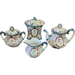 Dow Sie Cot Ure Nippon Handpainted Victorian Porcelain Four Piece Tea Set Service