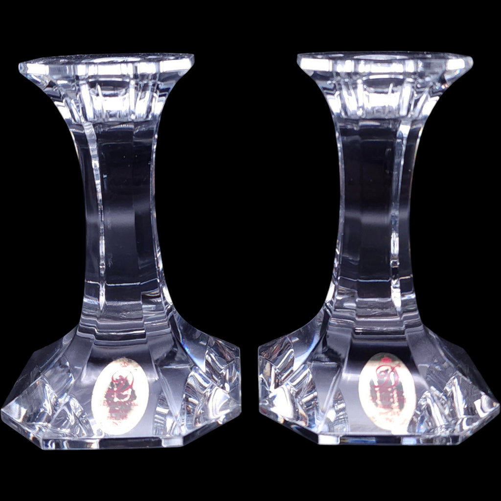 Dresden 24% Lead Crystal Taper Candlestick Holders Pair Germany 4.5