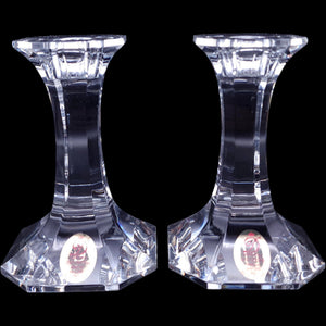 Dresden 24% Lead Crystal Taper Candlestick Holders Pair Germany 4.5