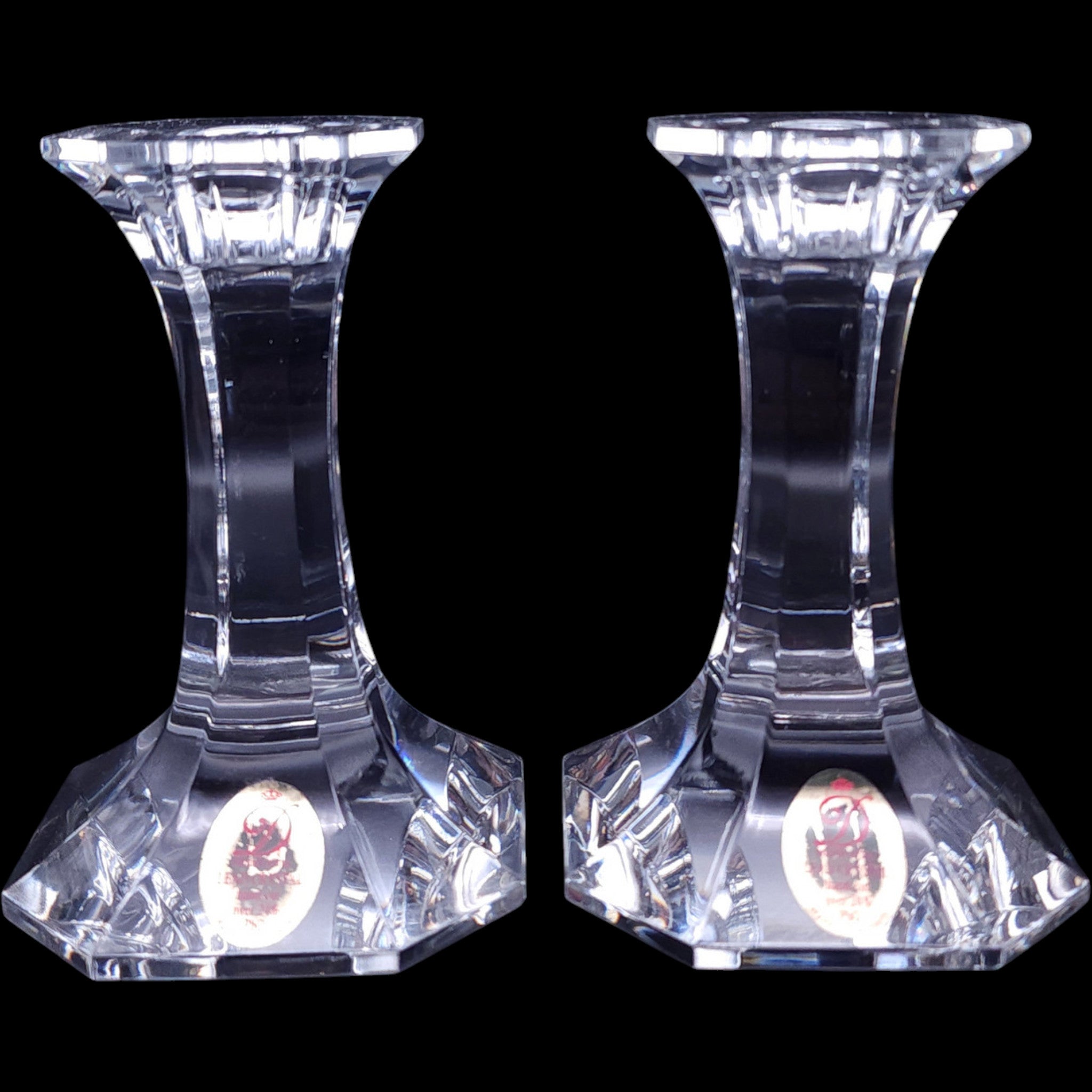 Dresden 24% Lead Crystal Taper Candlestick Holders Pair Germany 4.5