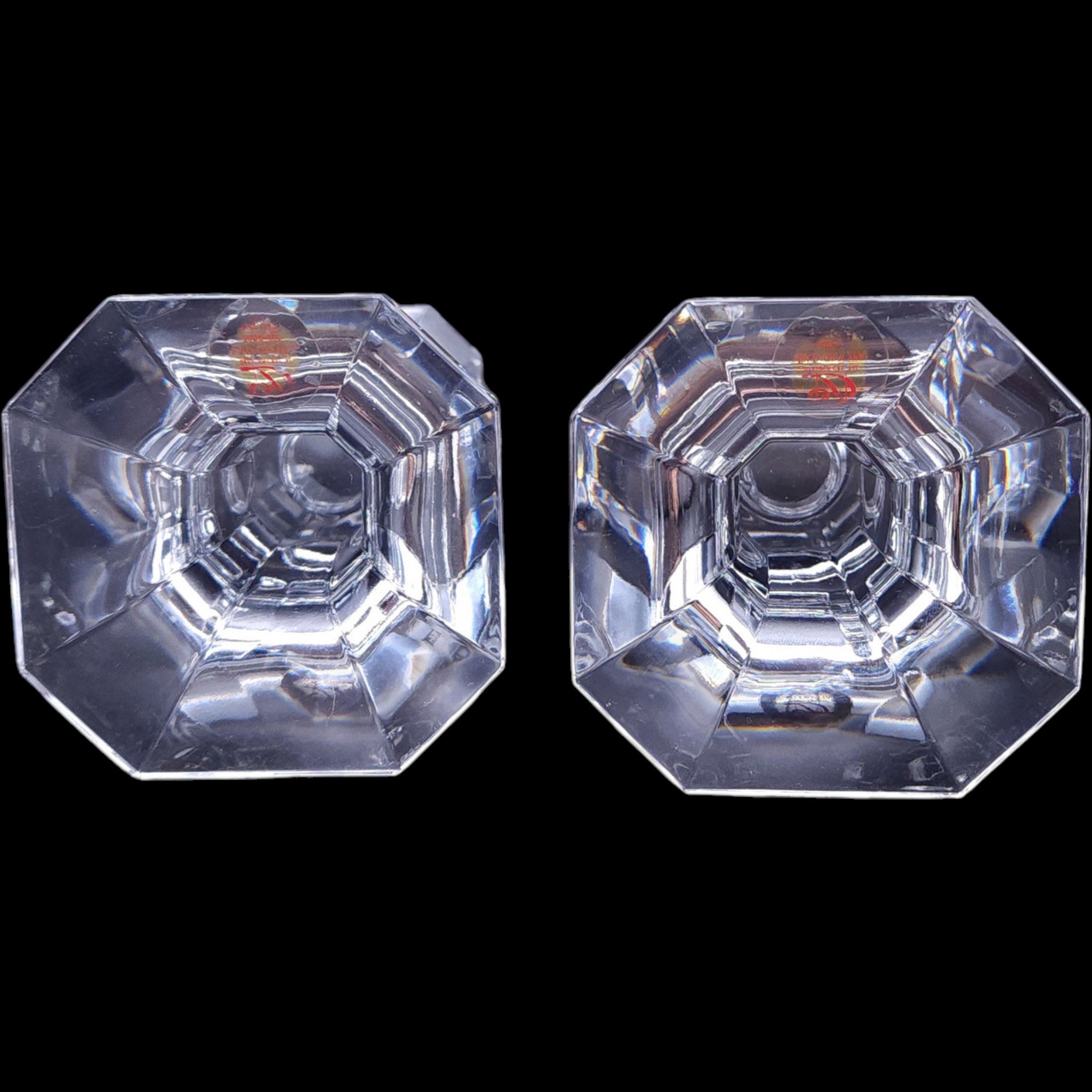Dresden 24% Lead Crystal Taper Candlestick Holders Pair Germany 4.5