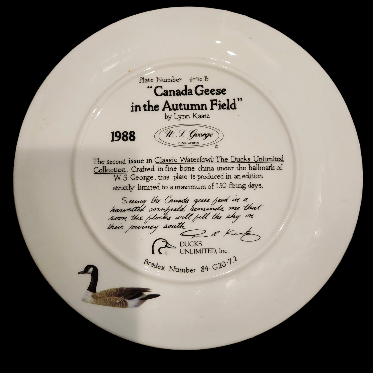 Ducks Unlimited Lynn Kaatz Canada Geese in the Autumn Field Collector Plate
