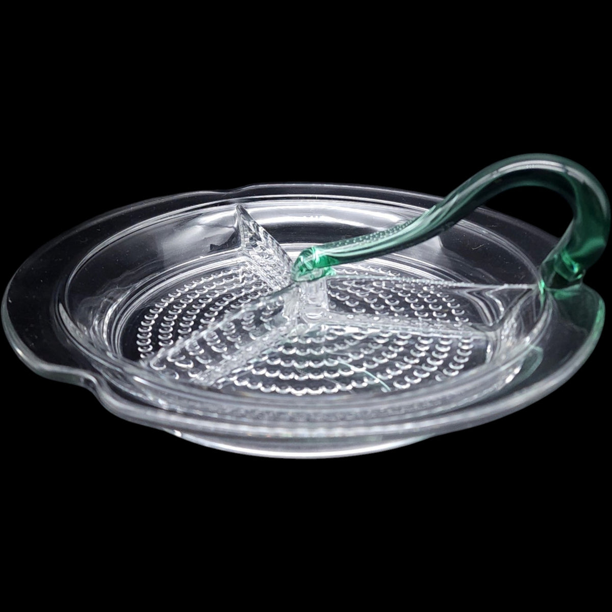 Duncan Miller Teardrop 3 Part Divided Dish Green Loop Center Handle