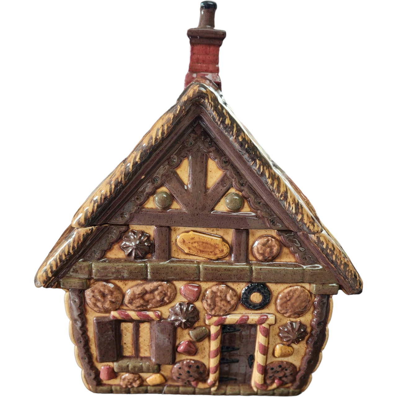 Duncan Enterprises Pottery Gingerbread House Cookie Jar & Lid