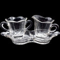 Duncan & Miller Canterbury Heavy Pressed Clear Glass Cream and Sugar Set with Tray