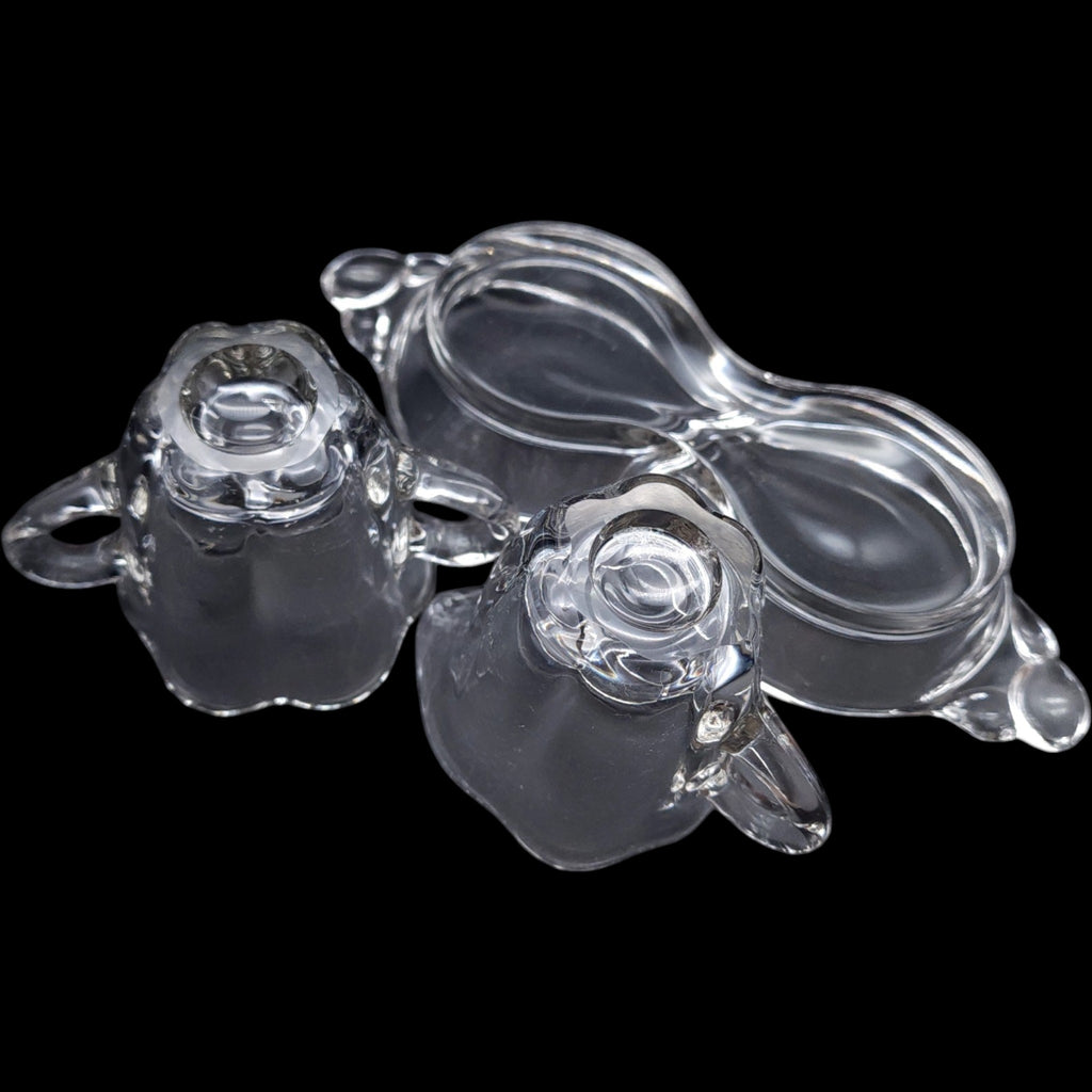 Duncan & Miller Canterbury Heavy Pressed Clear Glass Cream and Sugar Set with Tray