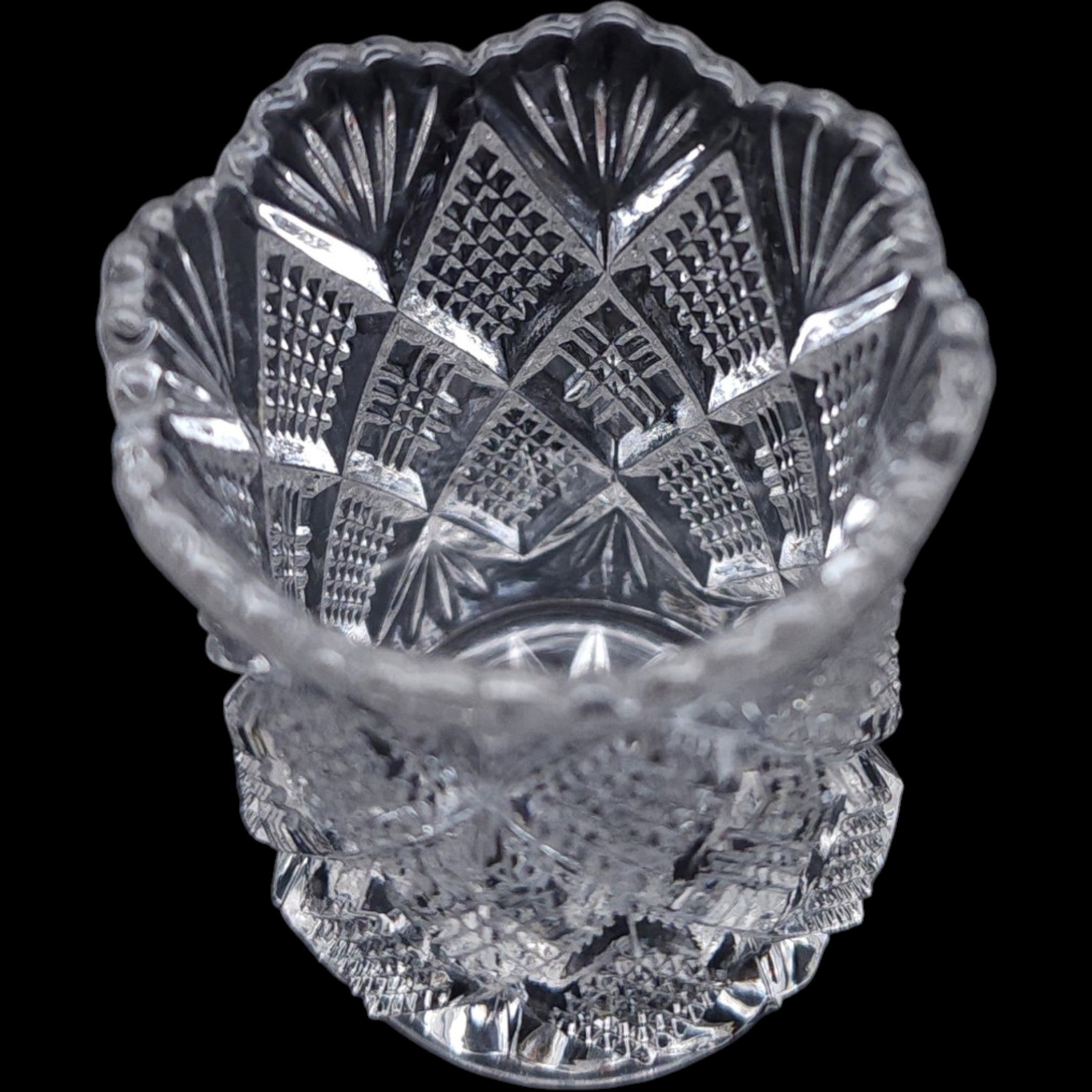 Duncan & Miller Panelled Diamond & Quartered Block Glass Toothpick Holder