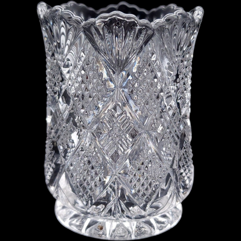 Duncan & Miller Panelled Diamond & Quartered Block Glass Toothpick Holder