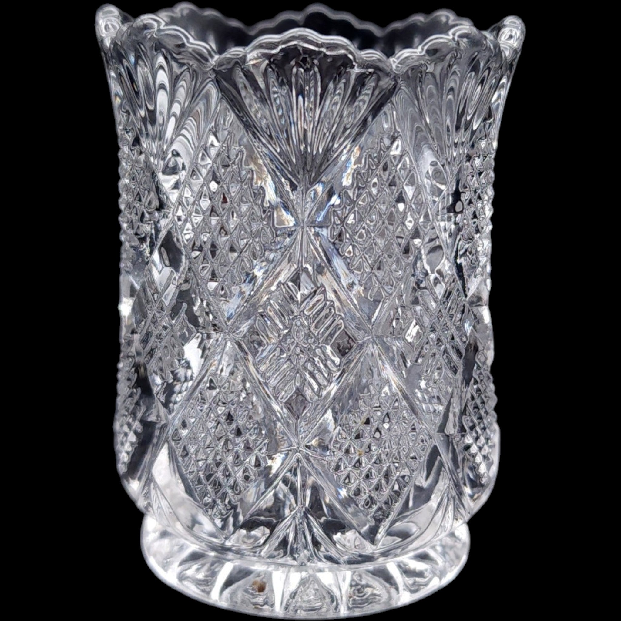 Duncan & Miller Panelled Diamond & Quartered Block Glass Toothpick Holder