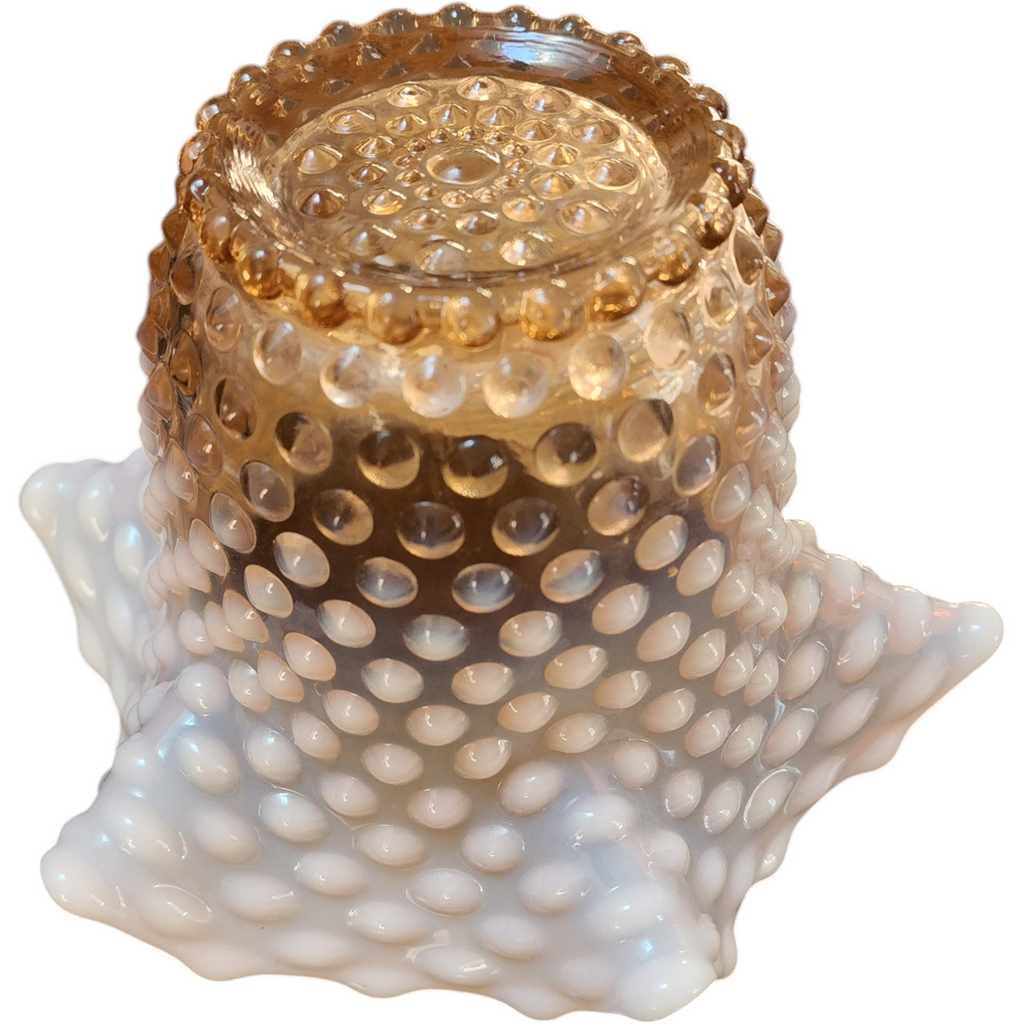 Duncan & Miller Hobnail Pink Opalescent Crimped Vase