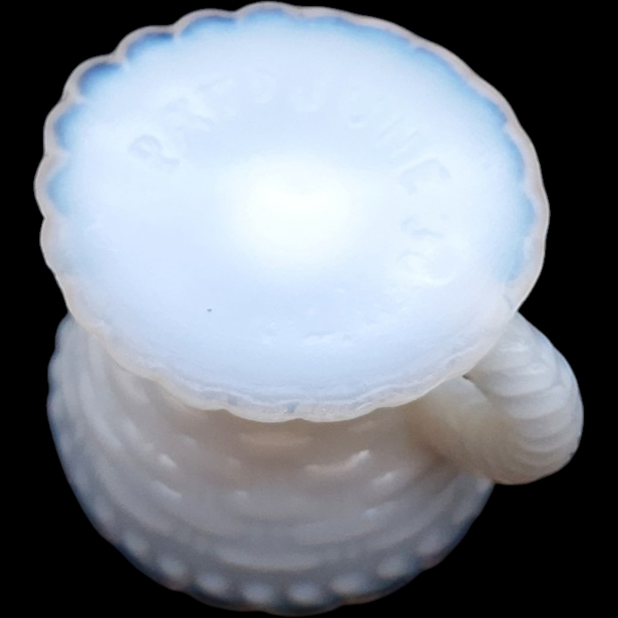 EAPG Atterbury Milk Glass Basketweave Pedestal Open Salt Cellar Dip