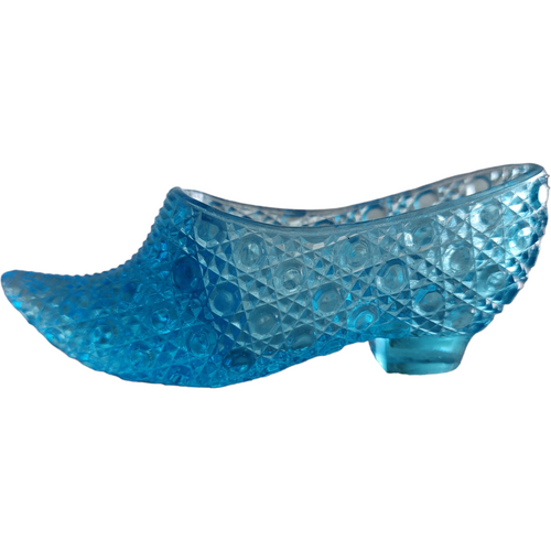 EAPG Aqua Blue Glass Victorian Slipper Vase